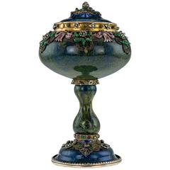 Antique 19th Century Austrian Solid Silver and Enamel Cup with Cover, circa 1860
