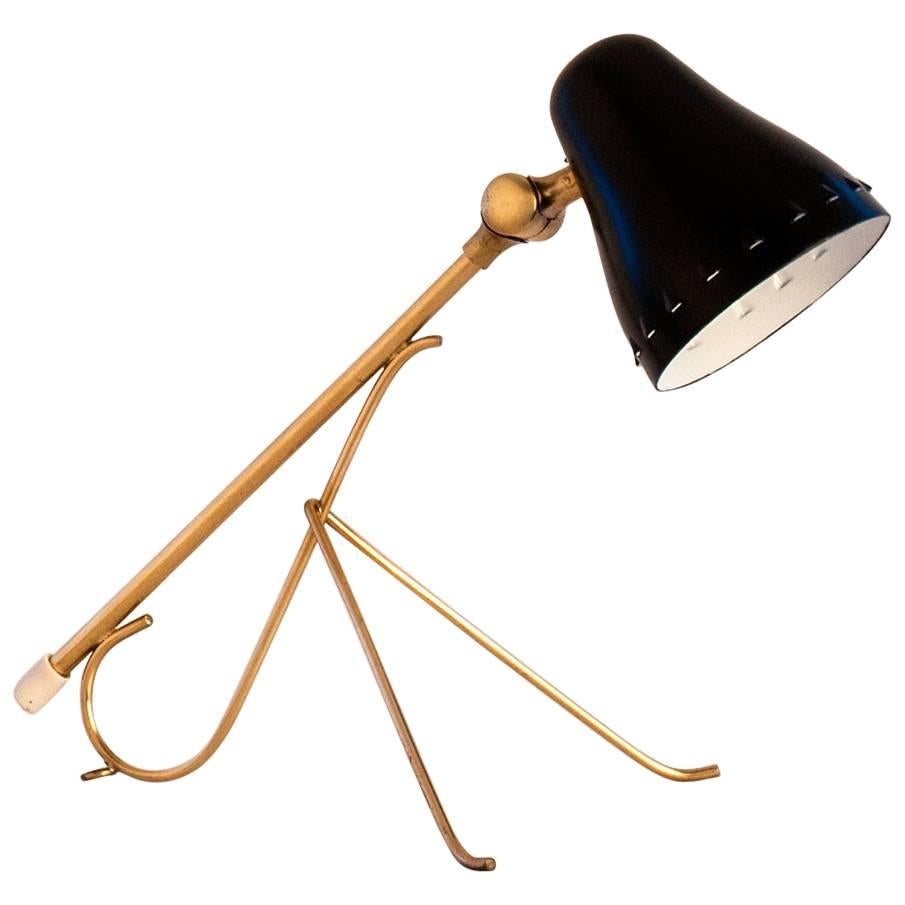 1950 Swedish Brass and Metal Table or Wall Lamp For Sale