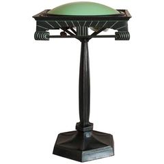 1910 Swedish Art Nouveau/Jugend Bronze and Glass Table Lamp 