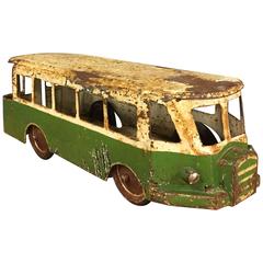 Antique Children's Metal Toy Bus, France, 1930s