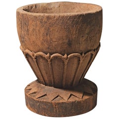 Large Scale Decorative Indian Wooden Mortar