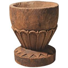 Large Scale Decorative Indian Wooden Mortar 10