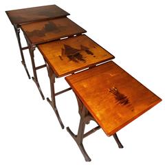 Stunning French Art Nouveau Nesting Tables Set, All Signed by GallƩ 9