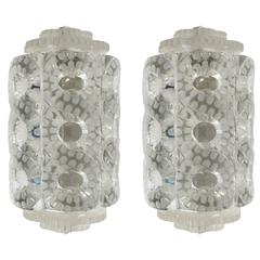 Lalique Pair of "Seville" Crystal Sconces