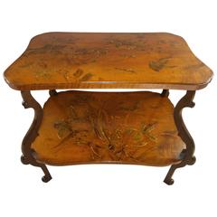 Unique Majorelle Art Nouveau Marquetry Table, France, 1900s