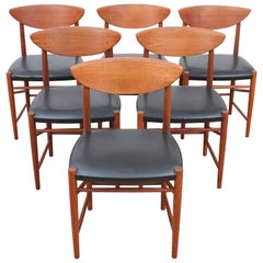 Mid-Century Modern Danish Set of Six Chairs in Teck Model 317, Hvidt & Mølgaard