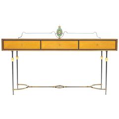 Beautiful Console Table, Sideboard with Brass and Mirror, Italy, 1960s