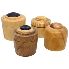 Used Four Studio Turned Wood Gift Canisters by Steve Sharpe