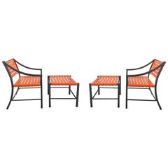 Vintage Pair of Outdoor Chairs and Ottomans by Brown Jordan
