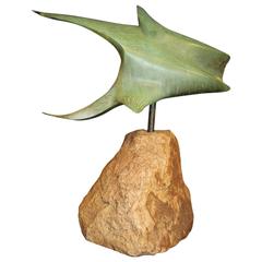 Gustel, American School, Modernist Bronze of a Stingray