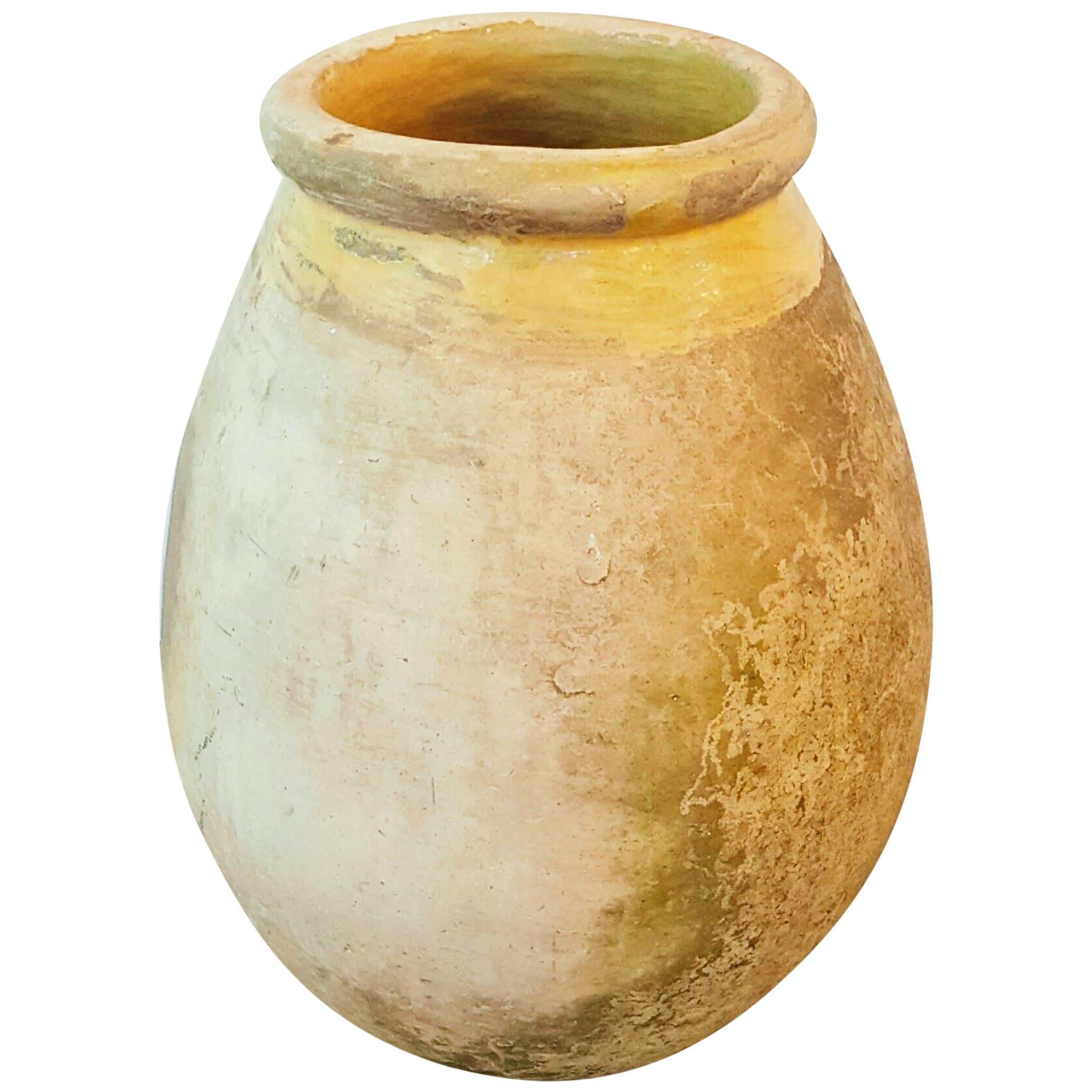 Very Large Size 18th Century Biot Ceramic Jar Made of Yellow Glazed Terracotta