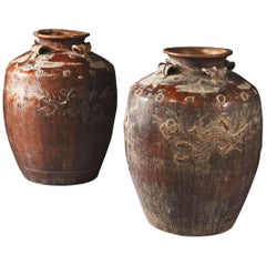 Pair of Large-Scale South Chinese Pottery Storage Jars