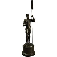Antique Bronze Figural Maritime Sculpture of Sculls Yachtsman & Trophy, c1890