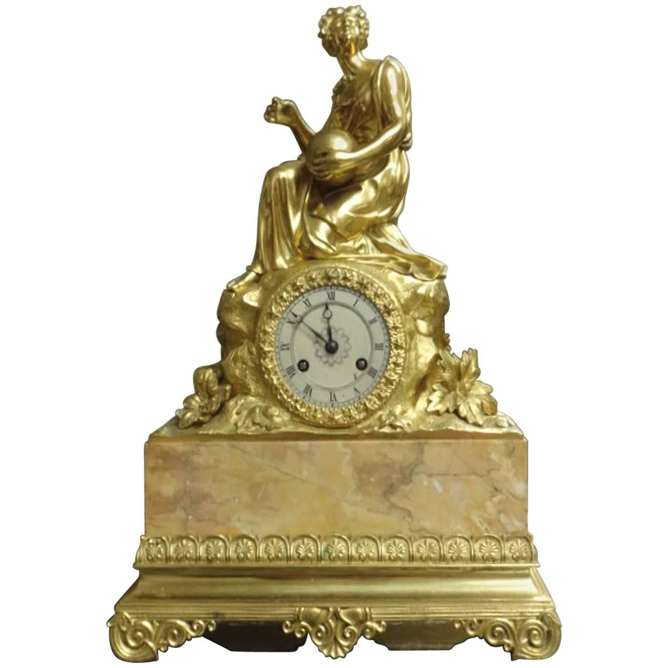 Stunning Gilt Bronze Mantle Clock by 'Gillion' For Sale
