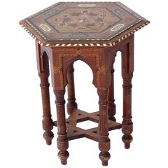 Antique Egyptian Wood and Bone Inlaid Table