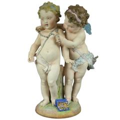 Oversized English Chelsea School Bisque Figural Cupid Grouping, circa 1890