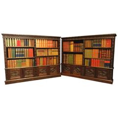 Antique Good Pair of Oak Library Bookcases
