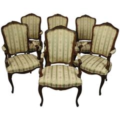 Six Borghese French Country/Louis XV Style Cherry Dining Chairs by Kindel