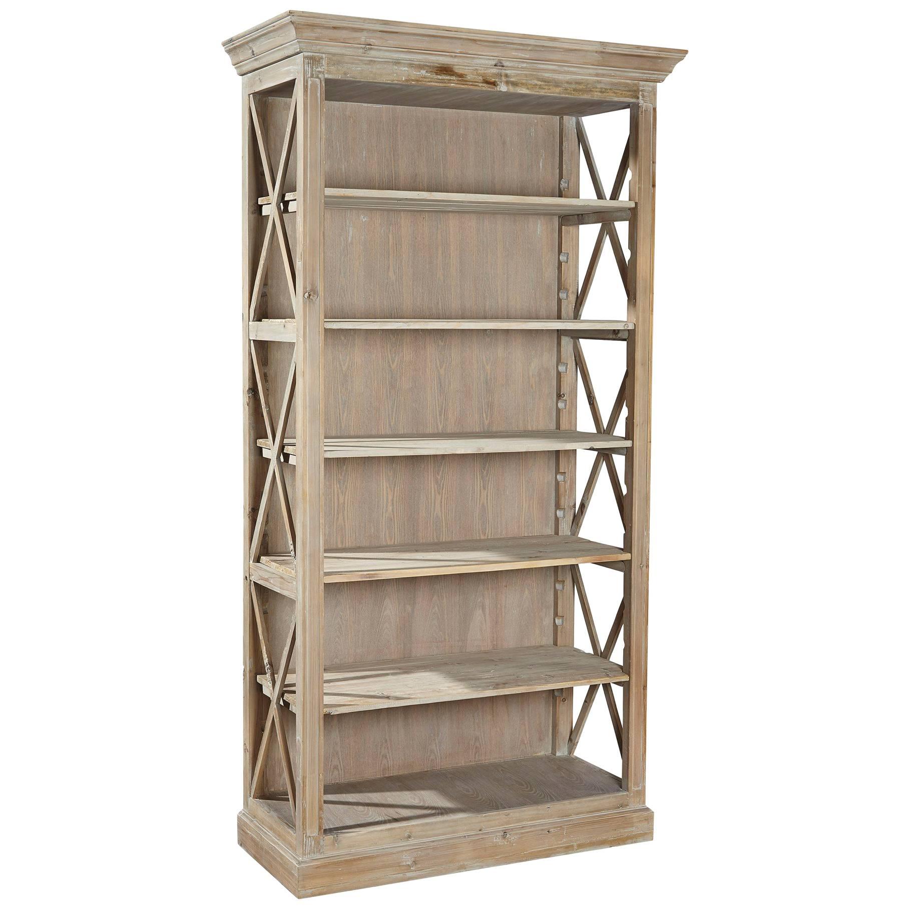 Weathered Open Bookcase For Sale