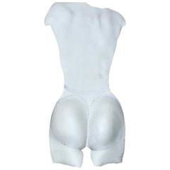 Female Nude Torso from the Back, White and Blue Porcelain, 2004