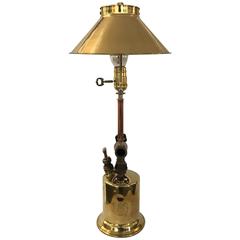 Sale! Sale!  Man Cave Blow Torch Lamp Conversion Polished Brass Parts and Shade