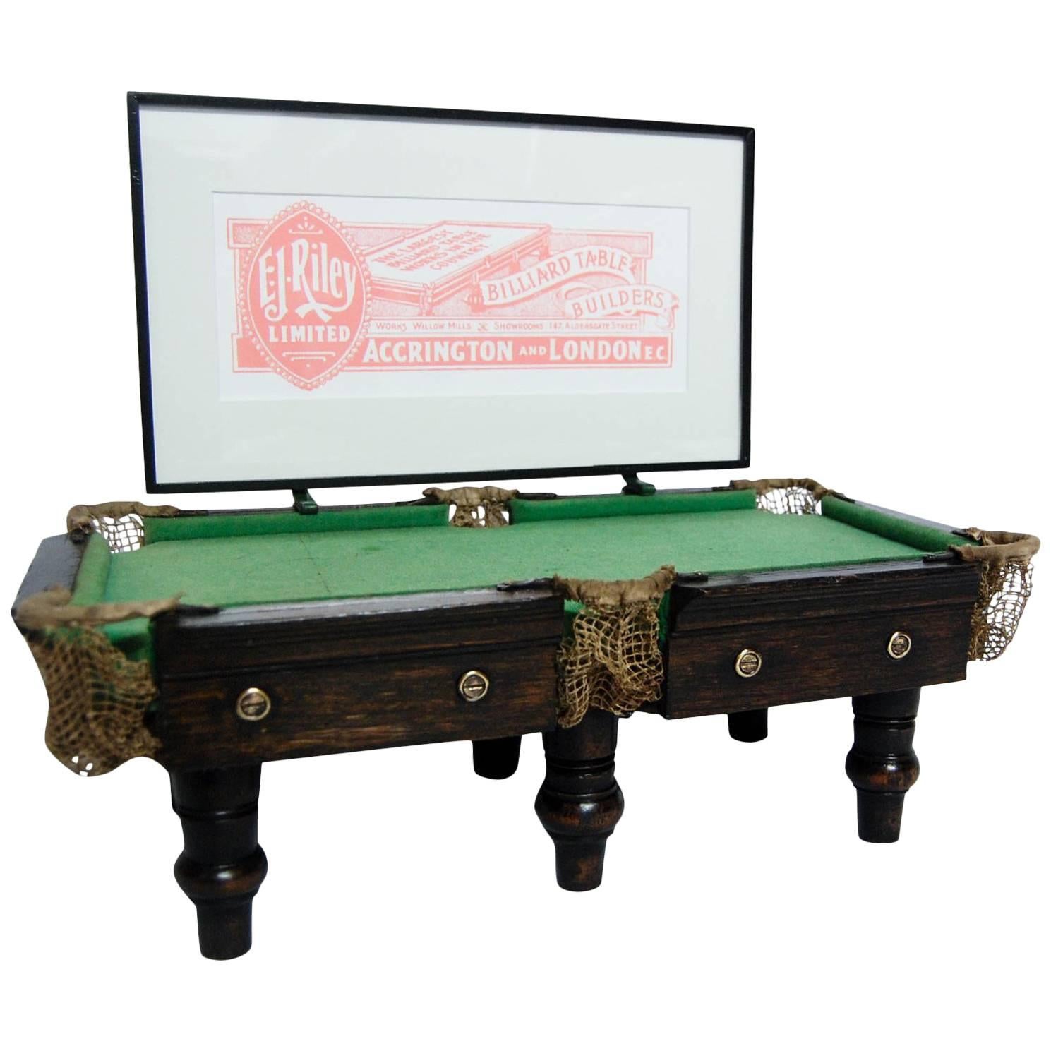 Miniature Billiards Table Shop Advertising display for E.J. Riley c1920