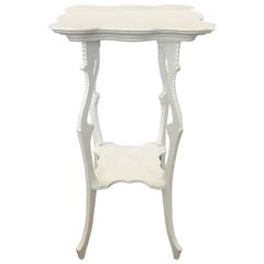 Petite French Shabby Chic Dove White Finely Detailed Table Hob Nail Detail