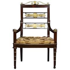 Russian Neoclassic Mahogany Gilt Chair, circa 1820