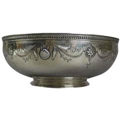 Antique Tiffany & Co. Engraved and Embossed Sterling Silver Footed Bowl
