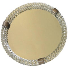 Large Venini Style Murano Round Twisted Glass Rope Vanity Tray