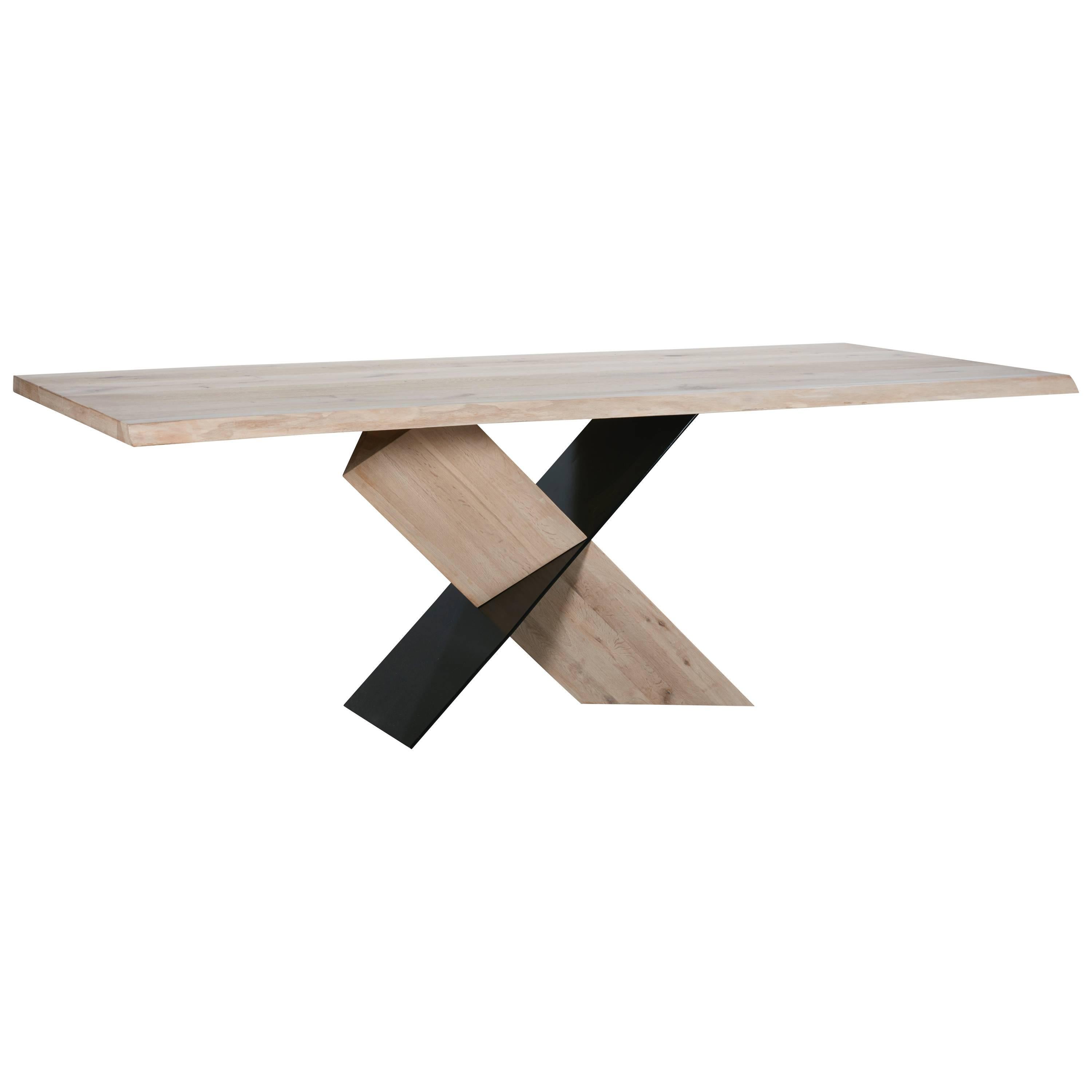 Bleached Oak Live Edge Dining Table For Sale