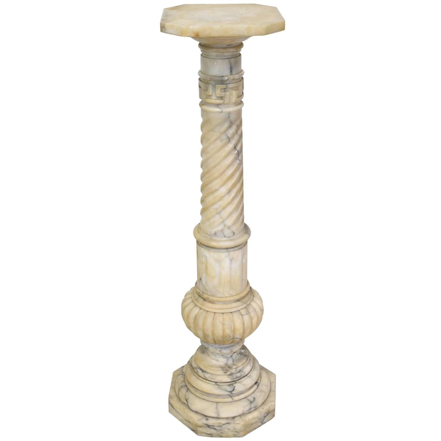 19th Century French Napoleon III  Alabaster Column Pedestal