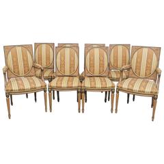 Eight Directoire Style Carved Dining Chairs 11