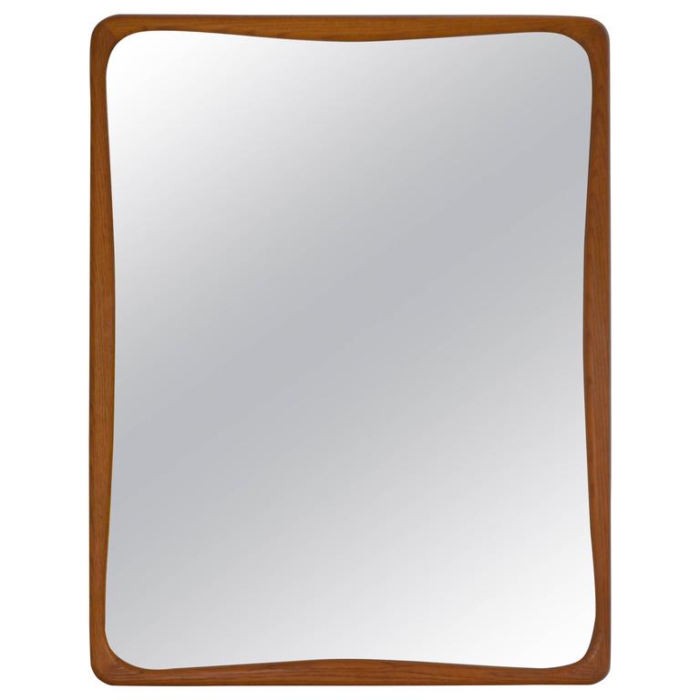 Midcentury Oak Rectangular Wall Mirror For Sale at 1stDibs