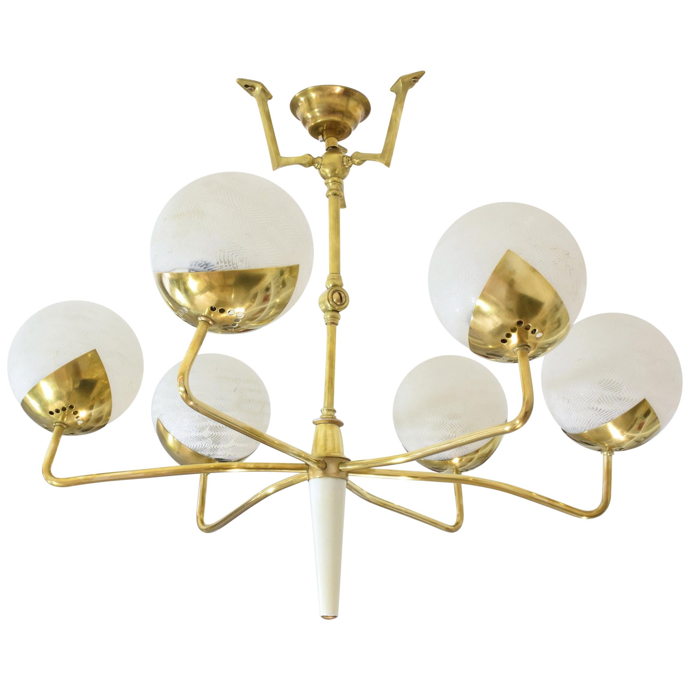 Italian Mid-Century Articulating Brass Spider Chandelier, 1950s