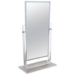 Lucite and Chrome Vanity Table Mirror