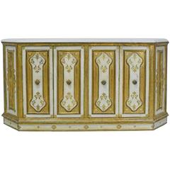 Early 20th Century Venetian Style Console with Gold Leaf & White Marble Top