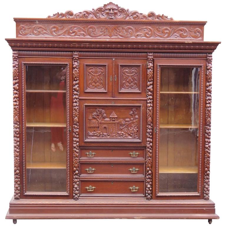 Monumental R J Horner Double Sided Bookcase Abbatant Desk For Monumental R J Horner Double Sided Bookcase Abbatant Desk For