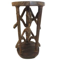 Vintage Mid-20th Century Folk Art Hardwood Stool or Pedestal