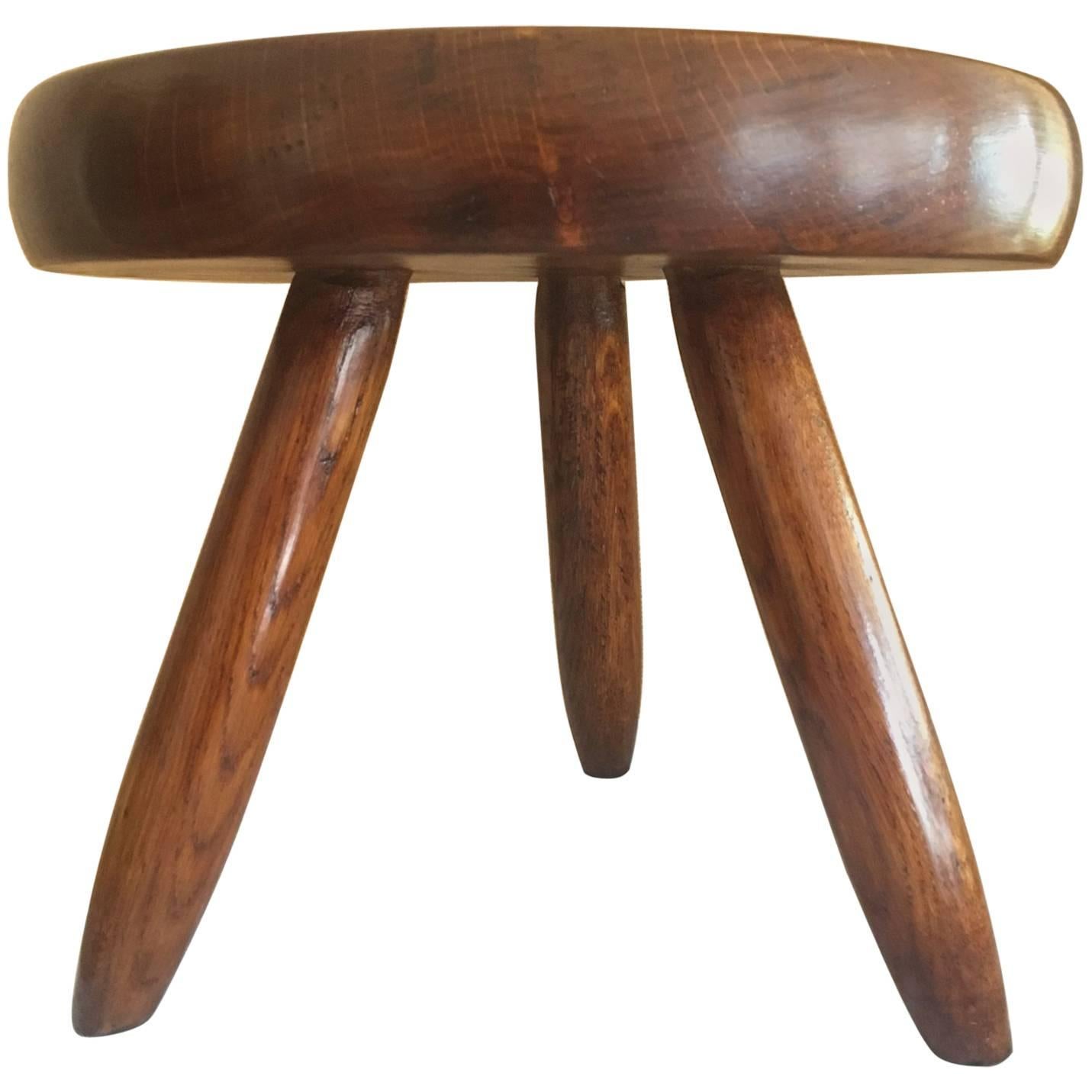 Charlotte Perriand Tripod Ash Tree Stool For Sale