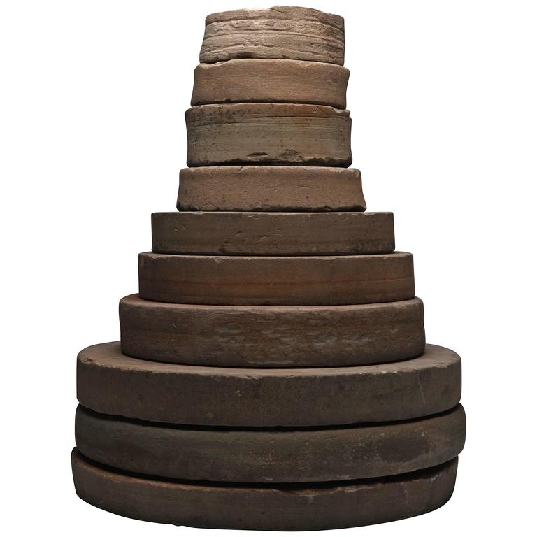 Antique Grinding Stone Ornament Outdoor Sculpture for Japanese Garden