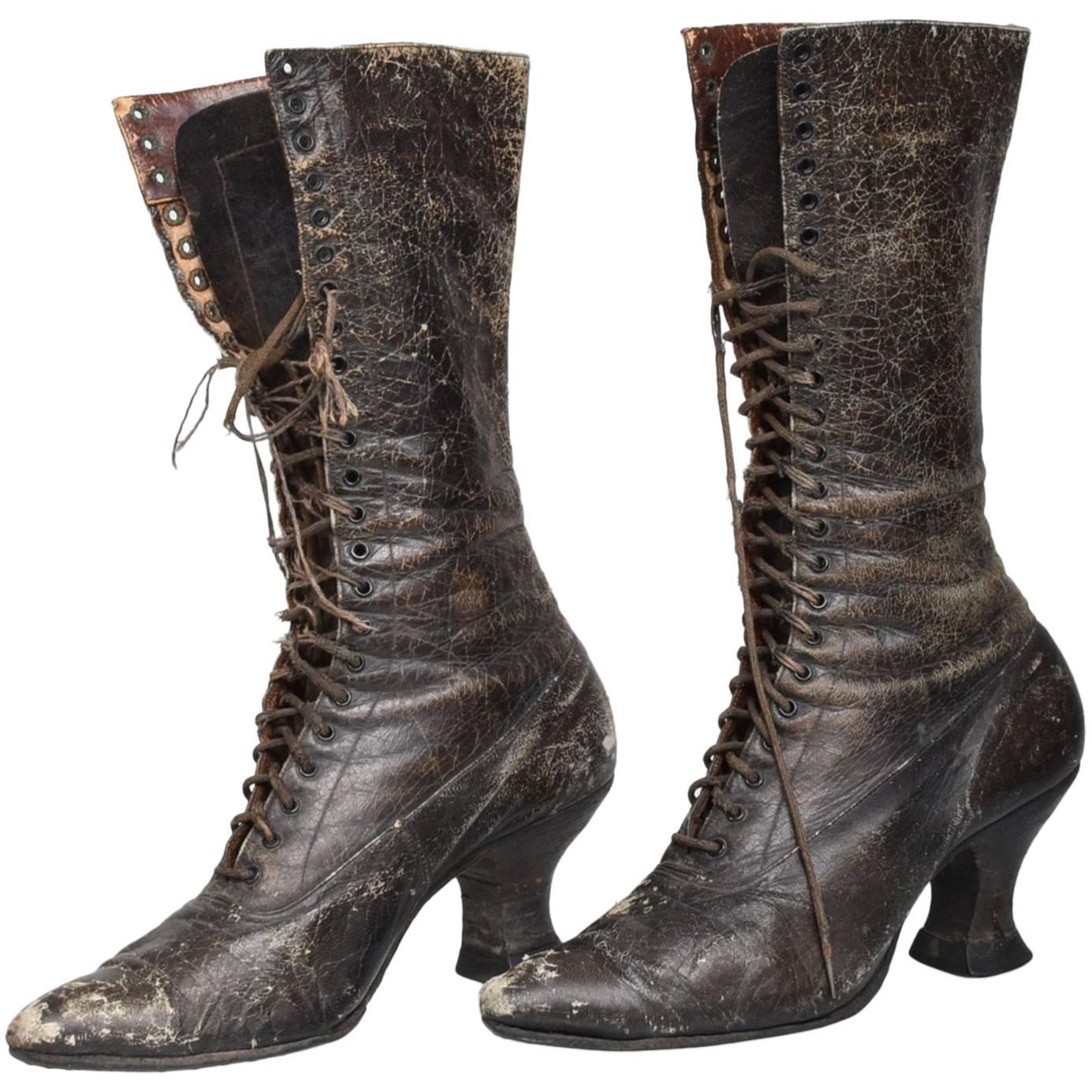 Pair of Ladies Victorian High-Top Leather Boots