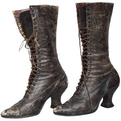 Antique Pair of Ladies Victorian High-Top Leather Boots