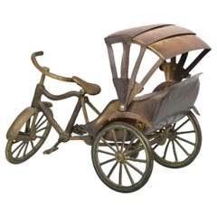 Vintage Brass Rickshaw Oriental Tricycle Toy Sculpture