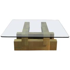 Paul Evans Brass and Glass Top Cityscape Coffee Table 8