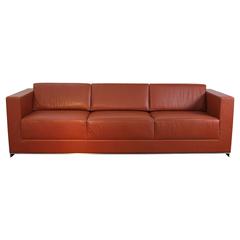 Bernhardt Leather Saddle Color Sofa on Chrome Frame
