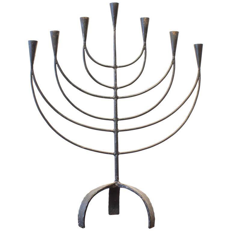 Large Sculptural Scandinavian Wrought Iron Candelabra at