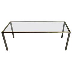Mid-Century Coffee Table in the Romeo Rega Style Steel and Brass Frame 10