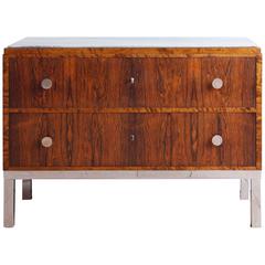 Exceptional Swedish Rosewood and Chrome Commode