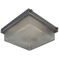French Art Deco Chrome and Textured Glass Flush Mount 6